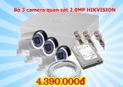 Bộ 3 camera quan sát giá rẻ HIKVISION 2.0MP